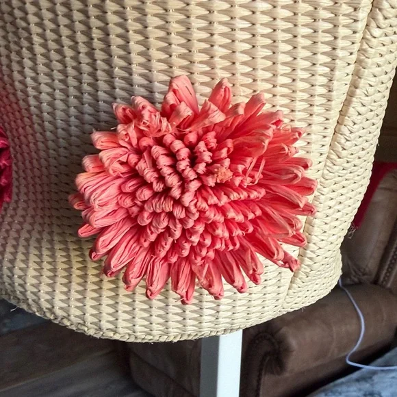 Kate Spade Beige Straw Tote with Red and Pink Floral Design - Picture 4 of 15